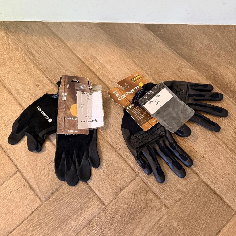 Carhartt Gloves Mens Large Lot Black Grip Work Knit Nitrile C-Grip discontinued
